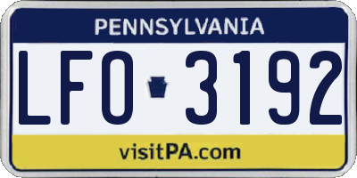 PA license plate LFO3192