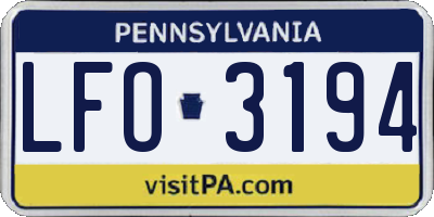 PA license plate LFO3194
