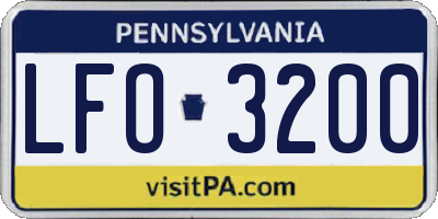PA license plate LFO3200