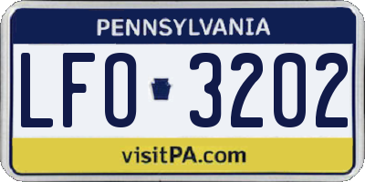 PA license plate LFO3202