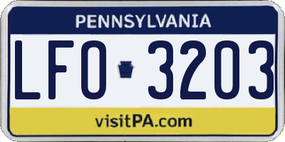 PA license plate LFO3203