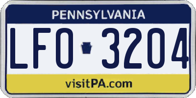 PA license plate LFO3204