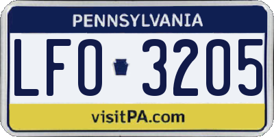 PA license plate LFO3205