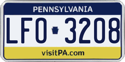 PA license plate LFO3208