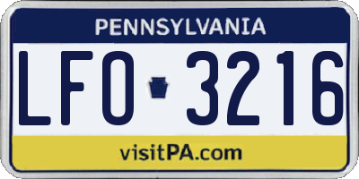 PA license plate LFO3216