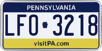 PA license plate LFO3218