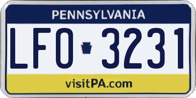 PA license plate LFO3231