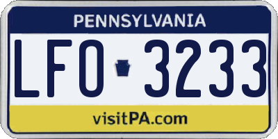 PA license plate LFO3233