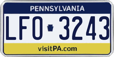 PA license plate LFO3243