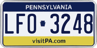 PA license plate LFO3248