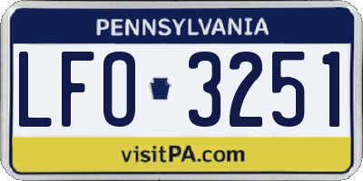 PA license plate LFO3251