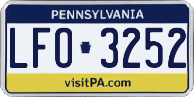 PA license plate LFO3252