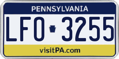 PA license plate LFO3255