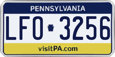 PA license plate LFO3256