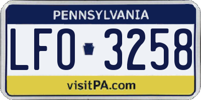 PA license plate LFO3258