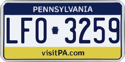 PA license plate LFO3259