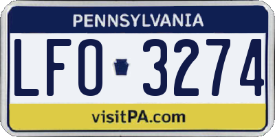 PA license plate LFO3274