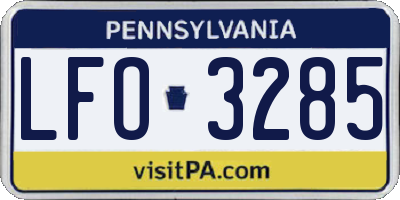 PA license plate LFO3285