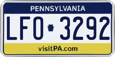 PA license plate LFO3292