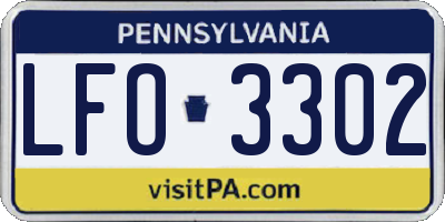 PA license plate LFO3302