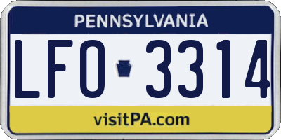 PA license plate LFO3314