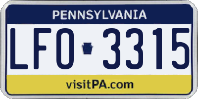 PA license plate LFO3315