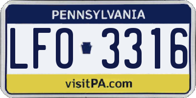 PA license plate LFO3316