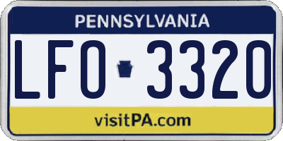 PA license plate LFO3320