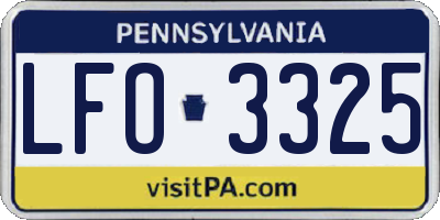 PA license plate LFO3325