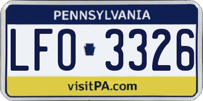 PA license plate LFO3326