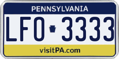 PA license plate LFO3333