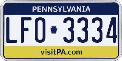 PA license plate LFO3334