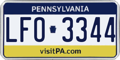 PA license plate LFO3344