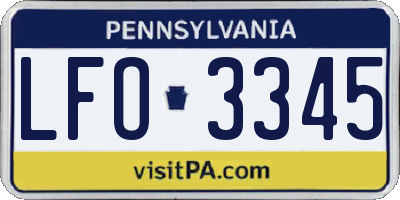 PA license plate LFO3345