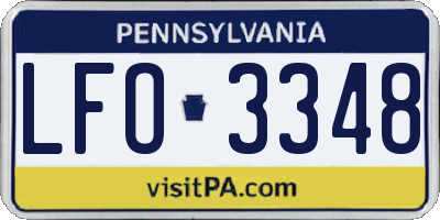 PA license plate LFO3348