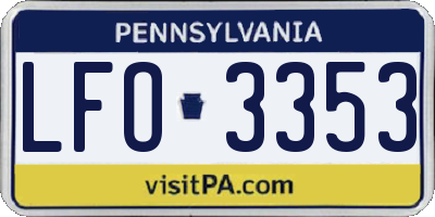 PA license plate LFO3353