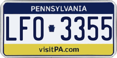 PA license plate LFO3355