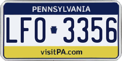 PA license plate LFO3356