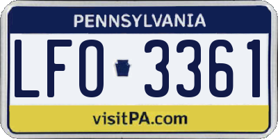 PA license plate LFO3361