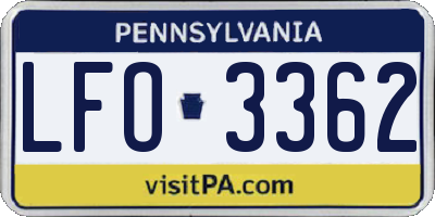 PA license plate LFO3362