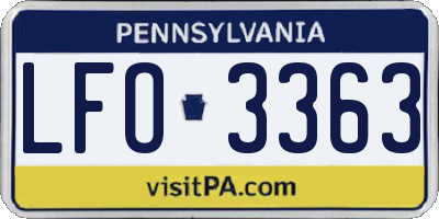 PA license plate LFO3363