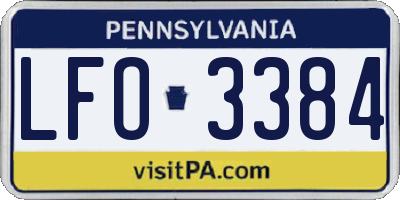 PA license plate LFO3384