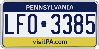 PA license plate LFO3385