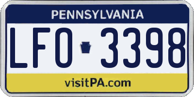 PA license plate LFO3398