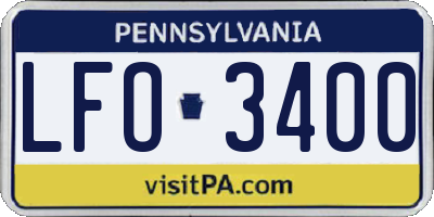 PA license plate LFO3400