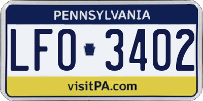 PA license plate LFO3402
