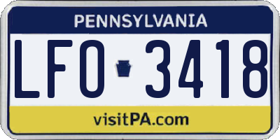 PA license plate LFO3418