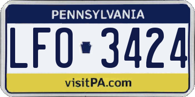 PA license plate LFO3424