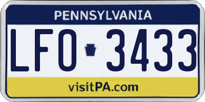 PA license plate LFO3433