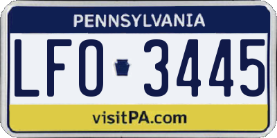 PA license plate LFO3445